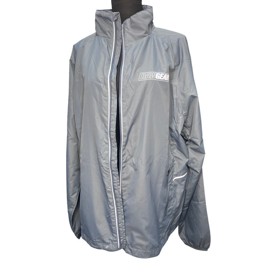 Rawgear Gray Lightweight Windbreaker Jacket Men M Full Zip Athletic Streetwear